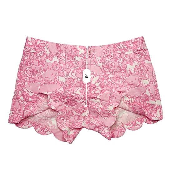 Lilly‎ Pulitzer Buttercup Shorts She's a Fox Pink 12 Scalloped Cottage Chic - Picture 6 of 11